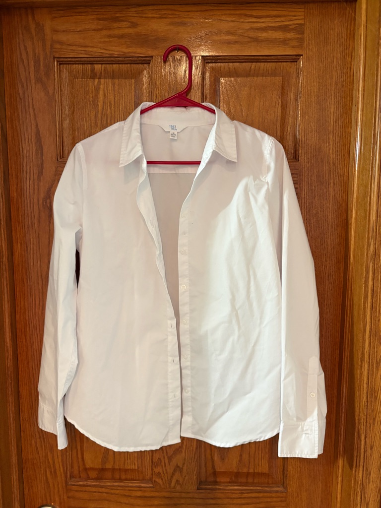 Time And Tru White Button-Down Women's Shirt